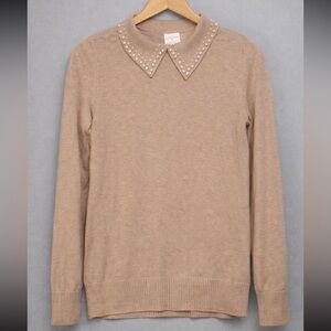 Luna Women's Dusty Pink Sweater with Pearl Collar